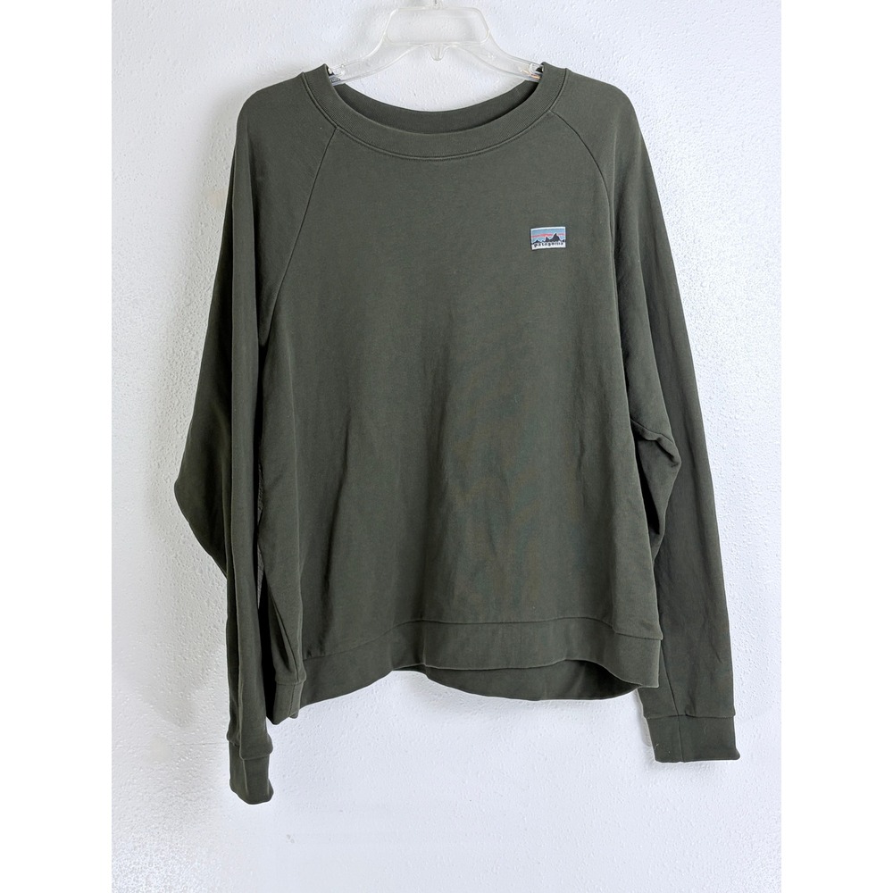 Patagonia Olive Green P-6 Logo XL Crewneck Organic Cotton Sweatshirt Gorpcore